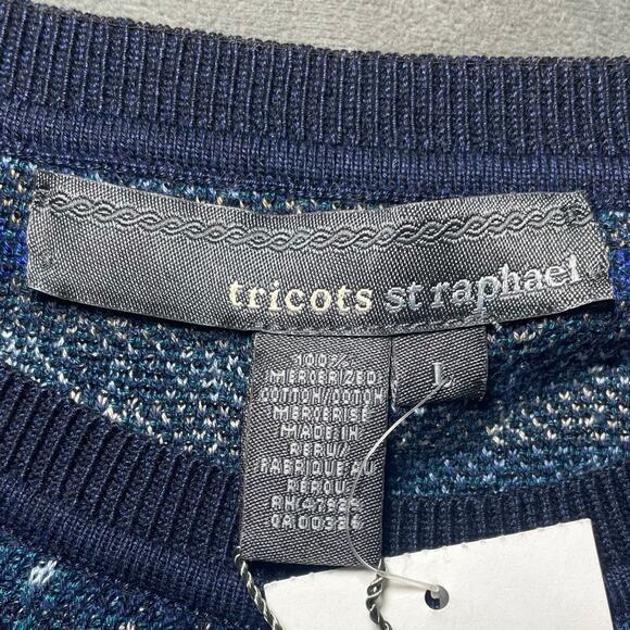 NEW Tricots St. Raphael Textured Knit Navy Blue Grandpa Sweater - Size Large - Picture 3 of 9